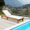 Costway 2PC Patio Lounge Chair Chaise Solid Wood Back Adjustable Recliner Deck Furniture - 3 of 4
