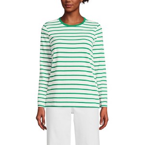 Lands' End Women's Relaxed Supima Cotton Long Sleeve Crew Neck T-Shirt - 1 of 4