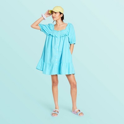 Women's Short Sleeve Ruffle Dress - Stoney Clover Lane x Target Blue