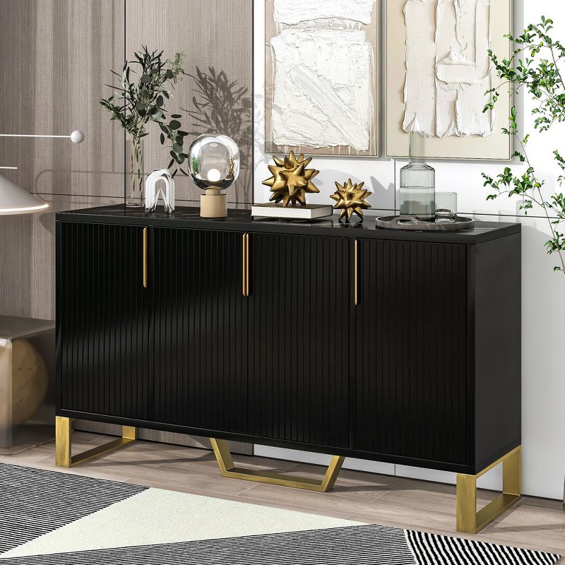Modern Buffet Sideboard Cabinet with Metal handles & Legs and Adjustable Shelves-ModernLuxe, 1 of 11