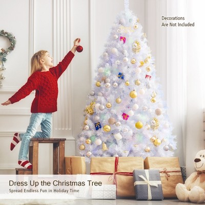 7ft Iridescent White PVC Pine Christmas Tree with Metal Stand