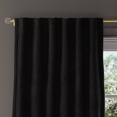 50"x63" Blackout Chenille Curtain Panel Black - Threshold™: Woven Polyester, Rod Pocket, OEKO-TEX Certified