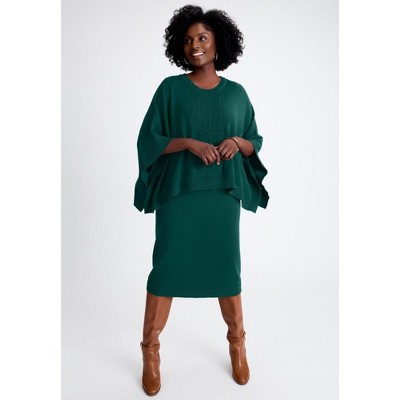 Jessica London Cable Knit Cape Sweater Dress