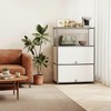 Fortune Candy 3 Tier Metal Storage Cabinet with Doors, Modern Organizer, Open Shelf for Dining Room or Living Space - 2 of 4