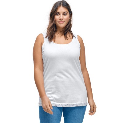 ellos Plus Size Lace Trim Tank