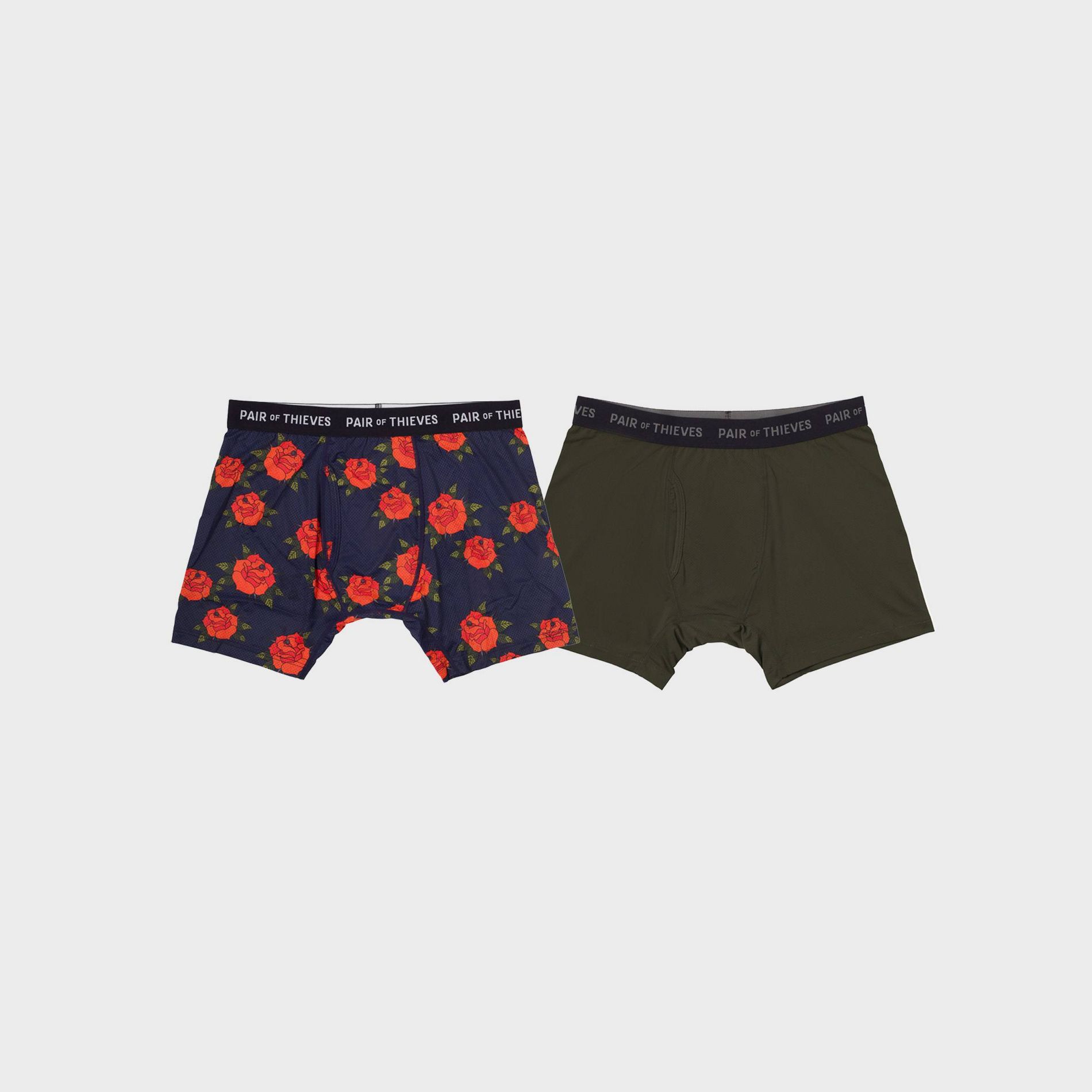 Pair of Thieves Men's Floral Super Fit Boxer Briefs 2pk - Multi L: Tagless, Full Waistband Elastic, Knit