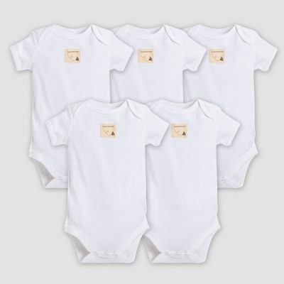 Burt's Bees Baby® Organic Cotton 5pk Short Sleeve Bodysuit - Cloud 0-3m :  Target