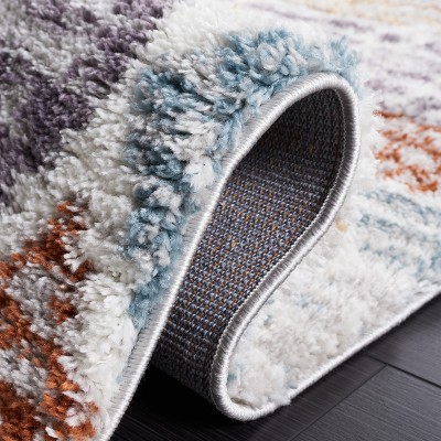Ivory and Multicolor Berber Shag Area Rug, 4'5" x 6'5"