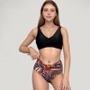 Anna-Kaci Swim Women's Wrap Front Bikini Top and High Waist Printed Bottom Two-Piece Swimsuit with Paisley Pattern Design - 2 of 4