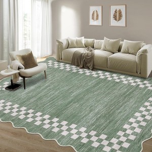 Acekool Washable Scalloped Area Rug Non Slip Low Pile Modern Border Carpet for Living Room Bedroom Dining Room Nursery Home Office - 1 of 4