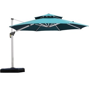 PURPLE LEAF 11 Feet Patio Umbrella Outdoor Round Double-Top Aluminum Umbrella Cantilever Patio Umbrella for Garden Deck Pool Patio - 1 of 4