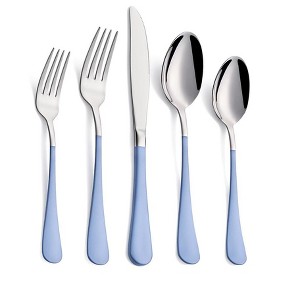 Aoibox 20-Piece Grey Blue Silverware Set, 18/0 Stainless Steel Flatware Set for 4, Modern Cutlery Includes Knives Forks Spoons, Dishwasher Safe - 1 of 4
