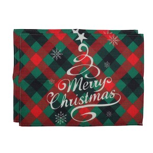 Unique Bargains Christmas Place Mats Linen Red Green White 13" x 17.7" 2 Pcs - 1 of 4