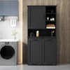 Gulches 36 in W x 18 in D x 60 in H Black Particleboard Free Standing Decorative Storage Cabinets with 2 Tilt-Out Hamper Adjustable Shelves in Black - 2 of 4