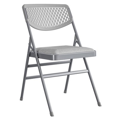 Set of 4 Ultra Comfort Commercial Fabric and Resin Mesh Folding Chair Gray - Cosco