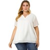 Agnes Orinda Women's Plus Size Pin Dots Notched V-Neck Dressy Trendy Fashion Casual Summer Blouses - 3 of 4