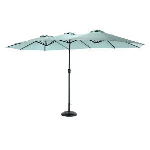 Okak 14.8 Ft Outdoor Patio Umbrella with 12 Sturdy Ribs Double Sided Beach Umbrella with Push Button and Crank for Pool Deck Garden - 1 of 4