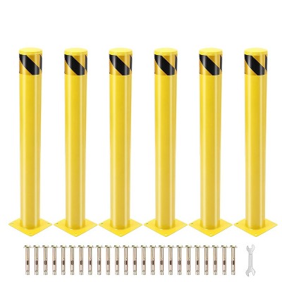 2/4/6-Pack Removable Steel Safety Bollards 36"x4", Yellow Powder-Coated Traffic & Parking Barrier Posts with Reflective Stripes