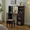 Makeup Vanity Desk with Stool, Vanity Table Dressing Table with 3-Mode Lighted Mirror, Storage Shelves, Drawers & Canbinet, Walnut-ModernLuxe - 2 of 4