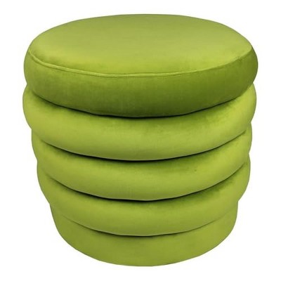 Thor 21" Round Modern Velvet Fabric Ottoman in Fern Green