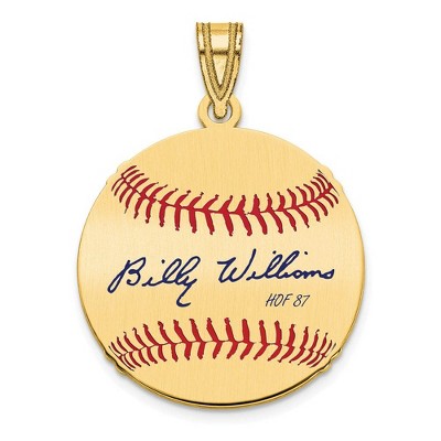 Black Bow Jewelry 14K Gold Plated Billy Williams Signature SM Enamel Baseball Pendant