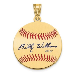 Black Bow Jewelry 14K Gold Plated Billy Williams Signature SM Enamel Baseball Pendant - 1 of 4