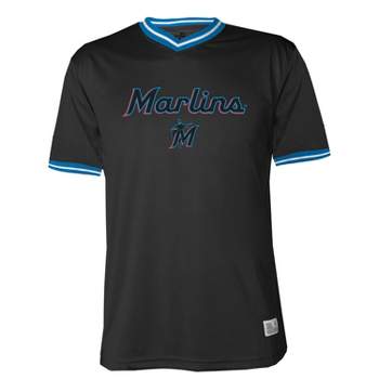 MLB Miami Marlins Women's Front Twist Poly Rayon T-Shirt - M