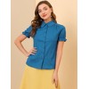 INSPIRE CHIC Women's Short Sleeve Button Down Peter Pan Collar Blouse - 4 of 4