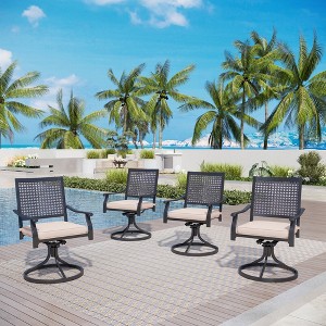 Captiva Designs Outdoor Patio Dining Swivel Steel Chairs with Thick Cushions - 1 of 4