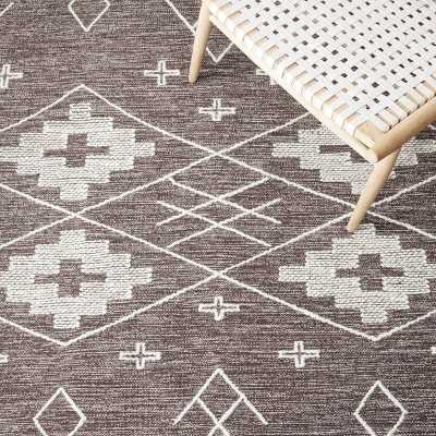 Ivory and Brown Round Handmade Wool Cotton Area Rug