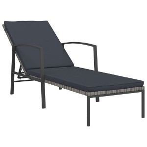 vidaXL Sun Lounger Grey Poly rattan, powder-coated steel Large - 1 of 4