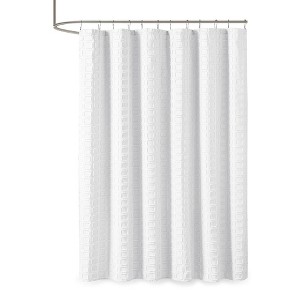 Gracie Mills Erwin Modern Woven Square Clipped Solid Shower Curtain - 1 of 4