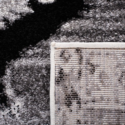 Grey and Ivory Hand-Knotted Synthetic Rectangular Area Rug