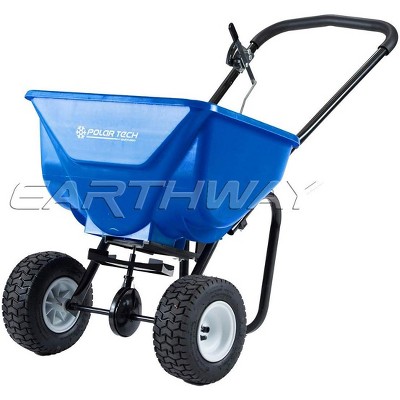 EarthWay Products Polar Tech 50-Pound Hopper Ice and Snow Melt Driveway and Sidewalk Walk-Behind Broadcast Spreader, Blue