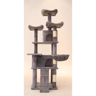 Cat Tree Tower For Indoor Cats, Multi-Level Cat Tree Tower With Top Perch Ladders, Cat Condo With Hammocks Scratching Post For Kittens