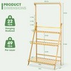 SUGIFT 3-Tier Bamboo Plant Shelf with Hanging Rod – Multi-Functional Wooden Plant Stand for Indoor/Outdoor Use - 3 of 4