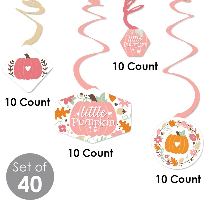 Big Dot of Happiness Girl Little Pumpkin - Fall Birthday Party or Baby Shower Hanging Decor - Party Decoration Swirls - Set of 40, 5 of 9