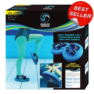 Sunlite Sports Aqua Trainer 2-in-1 Resistance Paddle Set for Water Aerobics & Aquatic Exercise, Low Impact Full-Body Workout – Large Blue - 1 of 4