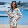 Women's White Floral Surplice Half Sleeve Playsuit Dress - Cupshe - 4 of 4