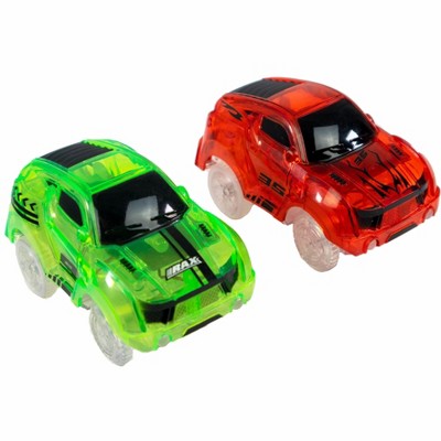 5 Star Super Deals 2 Magic Twister Flexible Glow In the Dark Race Car Track Vehicles - New Turbo Race Cars Addon Set