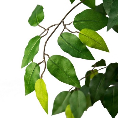 6' Green Artificial Ficus Tree in Black Metal Planter