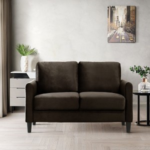 Home Design Airell Velvet Arm Loveseat, Brown - 1 of 4