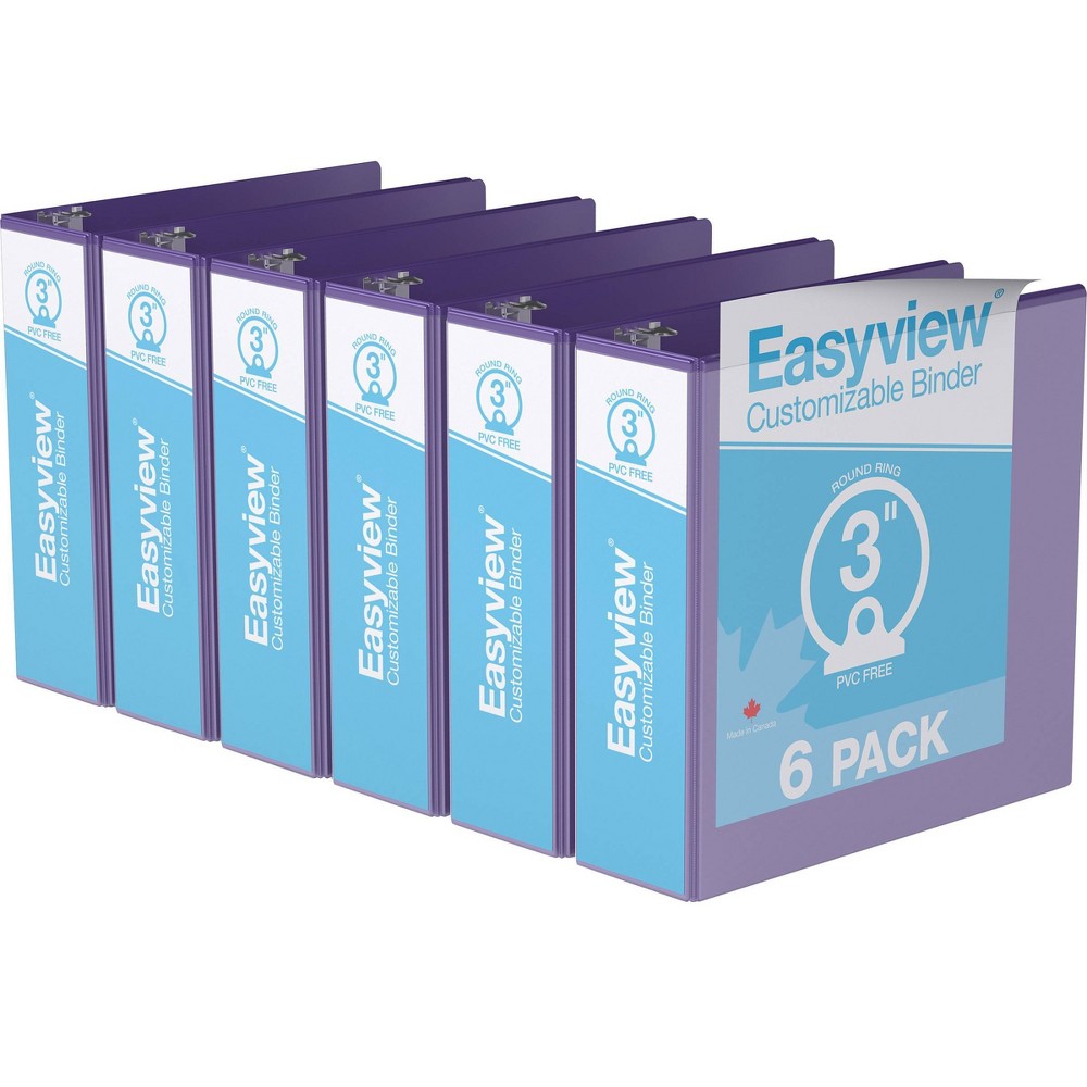 Photos - File Folder / Lever Arch File 3" Premium Round Ring Binder 6pk Customizable View Purple - Easyview