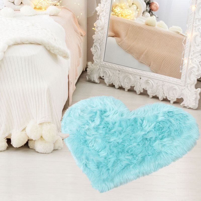 PiccoCasa Heart Shaped Soft Faux Sheepskin Plush Area Living Room Sofa Floor Mats 1 Pc, 2 of 7