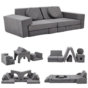 Karl Home 14PCS Fold Out Kids Couch Modular Kids Couch for Playroom in Gray - 1 of 4
