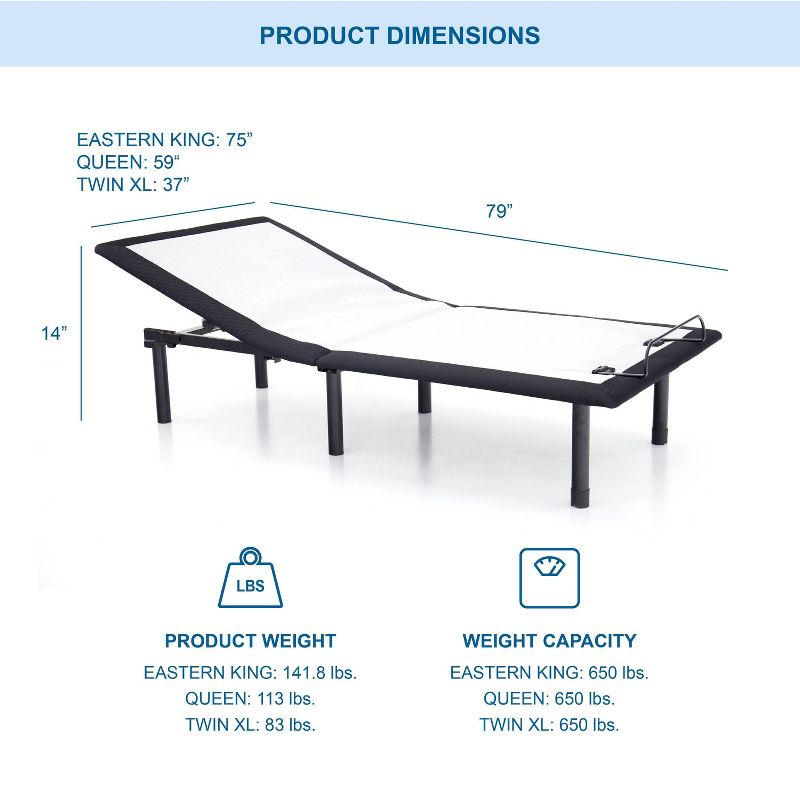 Harmony Adjustable Bed Frame with Battery Back Up - Furniture of America, 4 of 5