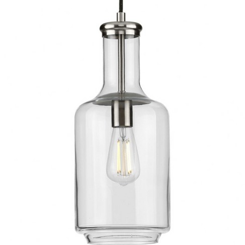 Progress Lighting, Latrobe Collection, 1-Light Pendant, Brushed Nickel, Clear Glass Shade - image 1 of 4