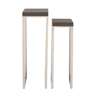 Set of 2 Contemporary Stainless Steel Accent Tables Black - Olivia & May