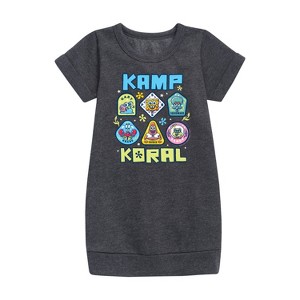 Girls' - SpongeBob SquarePants - Kamp Koral Kamp Koral Patches Graphic Short Sleeve Fleece Dress - 1 of 4
