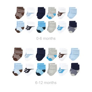 Luvable Friends Infant Boys Grow with Me Cotton Terry Socks, Blue Navy Sneakers, 0-6 and 6-12 Months - 1 of 2